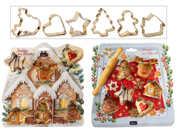 Set 6 stampini per biscotti in acciaio con forme natalizie