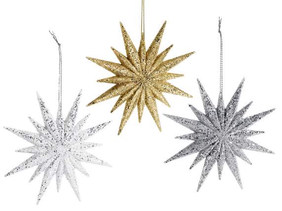 Stella glitterata effetto vetro da appendere