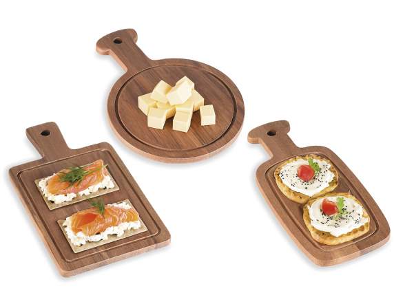 Tagliere - Vassoio in legno di acacia con manico