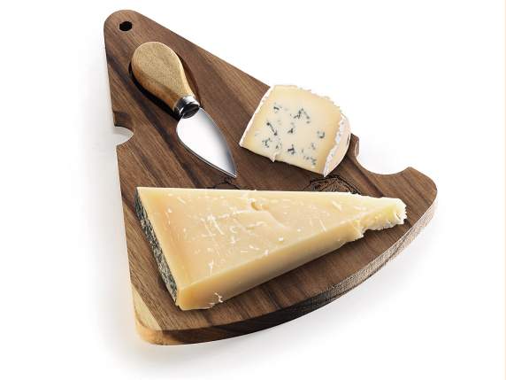 Tagliere in legno di acacia a fetta di formaggio c-coltello
