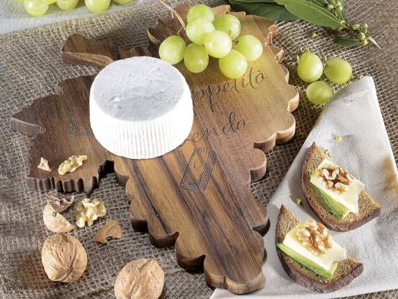 Tagliere a grappolo duva in legno acacia con decori incisi