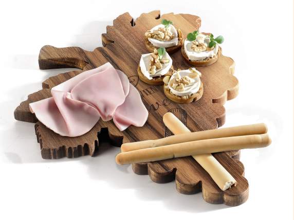 Tagliere a grappolo duva in legno acacia con decori incisi