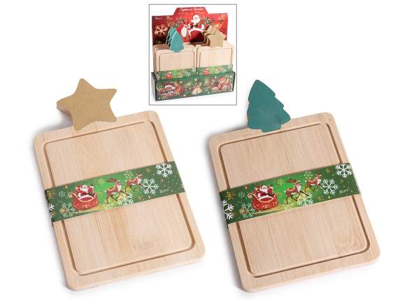 Tagliere alimentare in legno con decoro natalizio