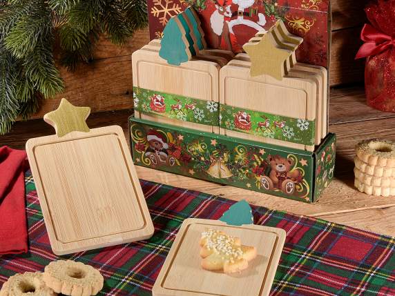 Tagliere alimentare in legno con decoro natalizio