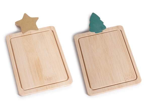 Tagliere alimentare in legno con decoro natalizio