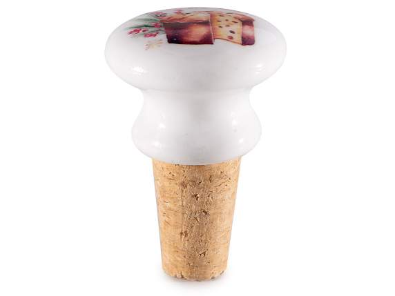 Tappo in sughero e ceramica con decori natalizi in espo