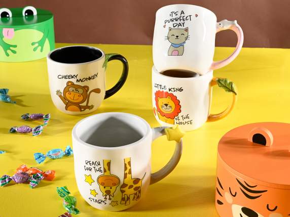 Tazza ceramica martellata Kids Animal c-decoro in rilievo