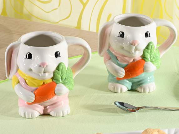 Tazza coniglietto in ceramica 350ml con decori in rilievo