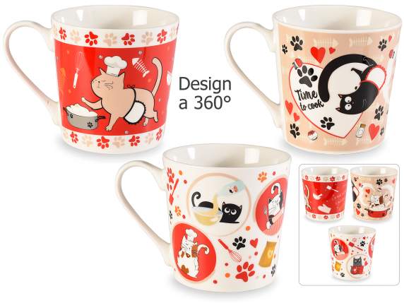 Tazza in porcellana con decoro FunnyCats