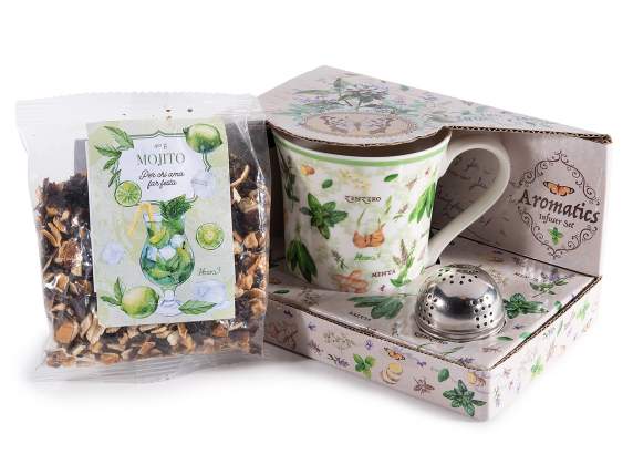 Infuso tisana a freddo 40g in tazza porcellana 250ml,filtro