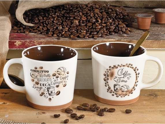 Tazza in porcellana 350 ml con interno colorato e scritte