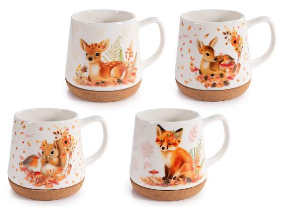 Tazza decorata in porcellana 500 ml con base in sughero
