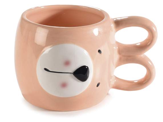 Tazza in ceramica 450 ml con manico a forma di orecchie