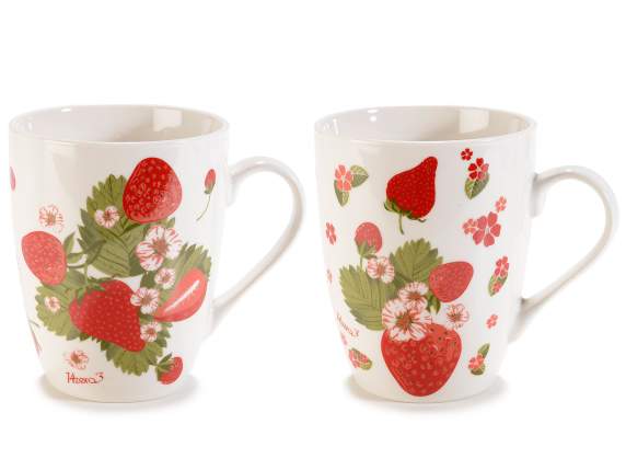 Tazza in porcellana 350ml con decoro fragole