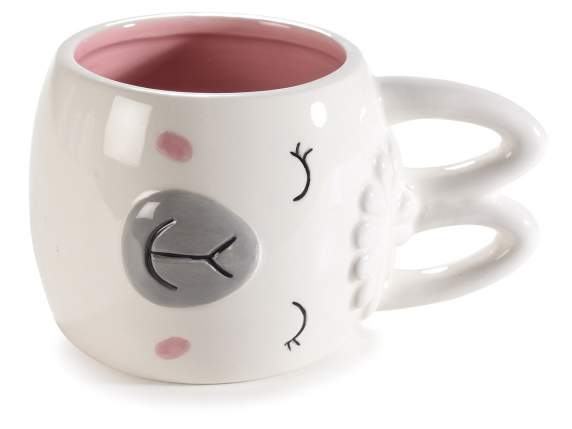 Tazza in ceramica 450 ml Lama con manico a forma di orecchie