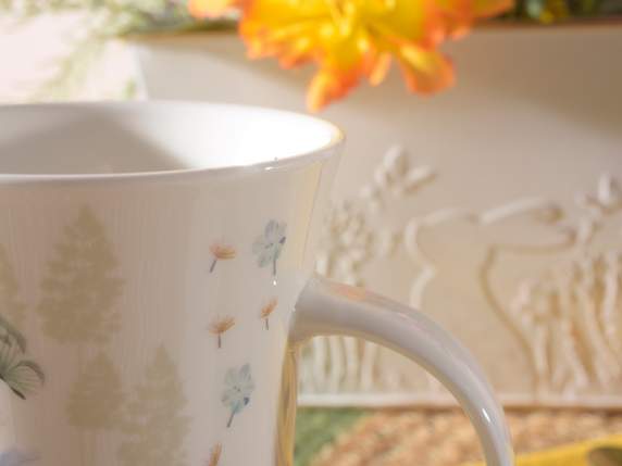 Tazza in porcellana 530ml con decorazioni floreali