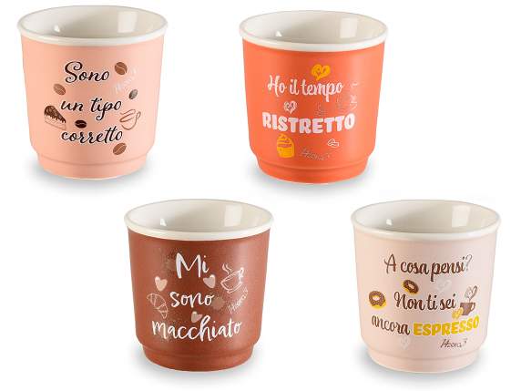 Bicchierino da caffè 90 ml in porcellana con scritte