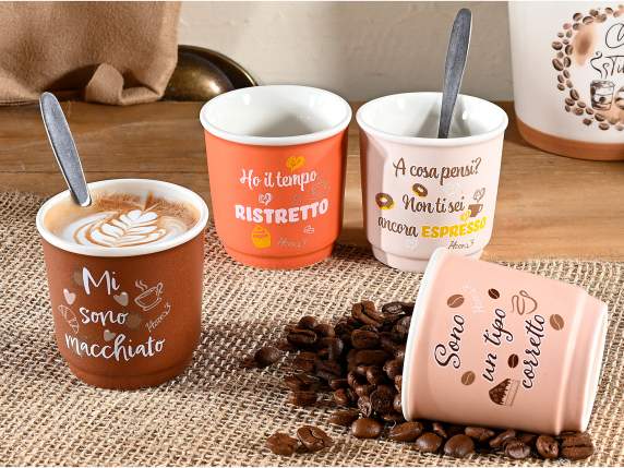 Bicchierino da caffè 90 ml in porcellana con scritte