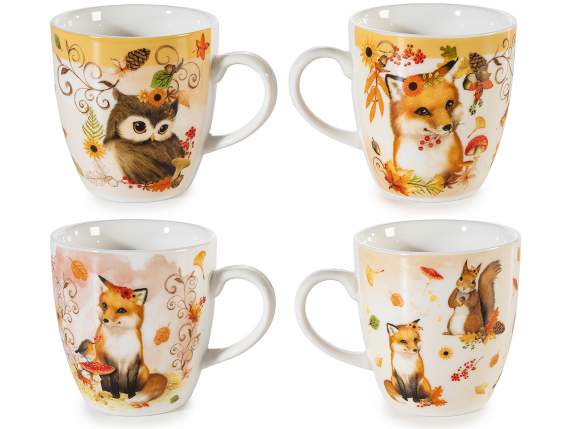 Confezione 2 tazzine in porcellana 70ml stampa animaletti