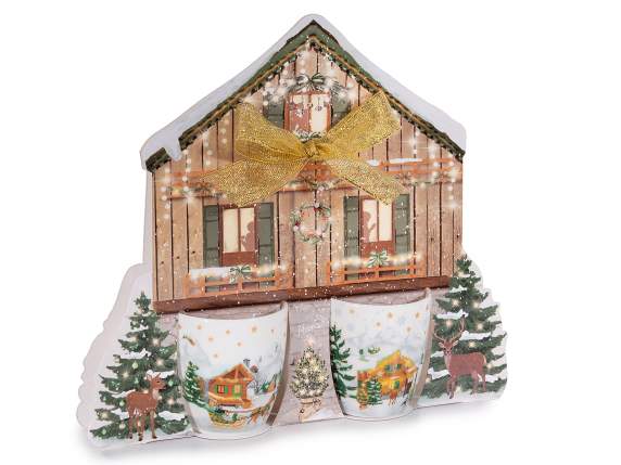 Confezione 2 tazzine natalizie in porcellana 70 ml
