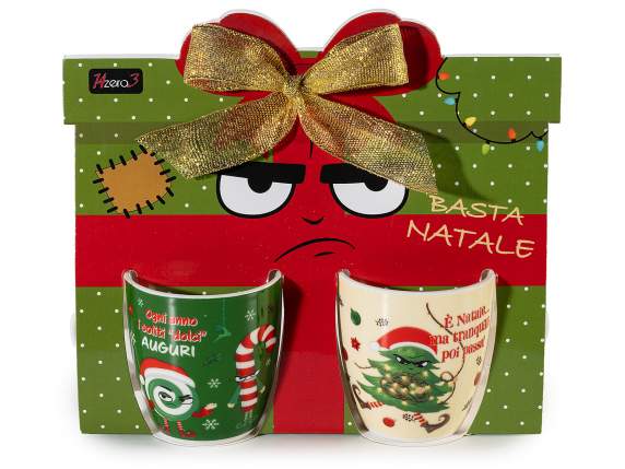 Confezione 2 tazzine in porcellana 70 ml con stampa frasi