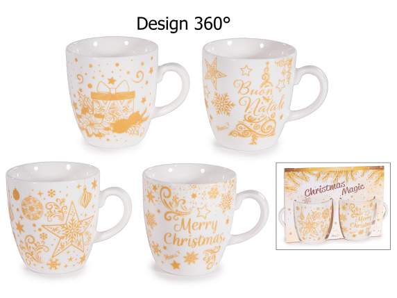 Confezione regalo 2 tazzine natalizie in porcellana 70ml