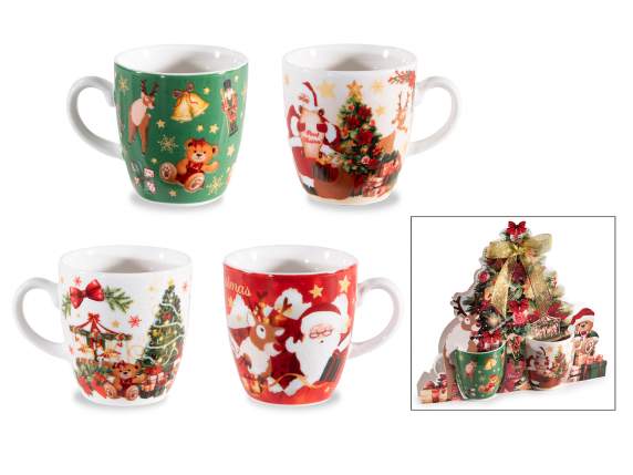 Confezione 2 tazzine natalizie in porcellana 70 ml