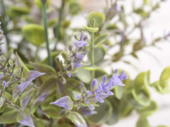 Vaso in fibra naturale intrecciata con lavanda artificiale