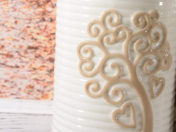 Set 3 vasi in porcellana con decoro Albero della Vita