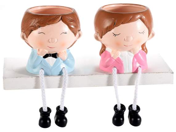 Vasetto in ceramica colorata bimbi gambelunghe