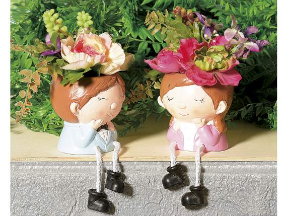 Vasetto in ceramica colorata bimbi gambelunghe