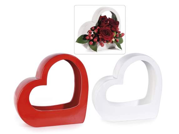 Vaso a cuore in ceramica colorata lucida