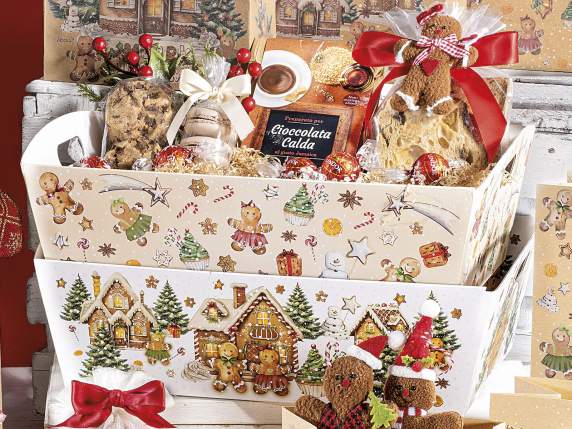 Vassoio grande in carta con manici e decori natalizi