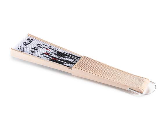 Ventaglio in legno e tessuto con stampa gatti e gancio