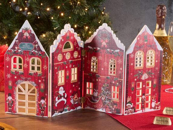 Villaggio natalizio pieghevole in legno colorato