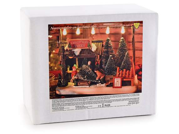 Negozio di alberi di Natale con luci LED