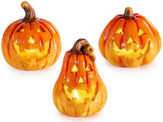 Zucca di Halloween in ceramica con luci LED