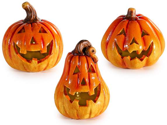 Zucca di Halloween in ceramica con luci LED