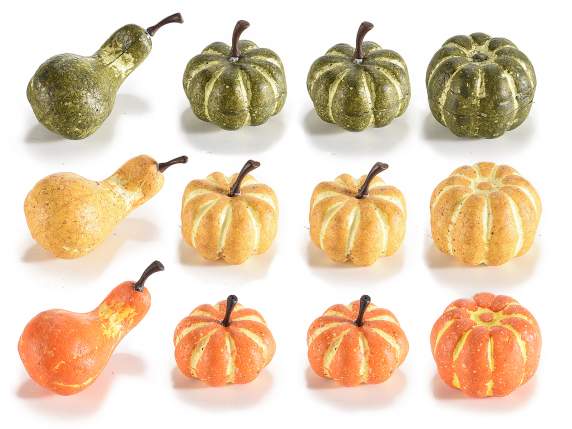 Scatola 24 zucche artificiali decorative