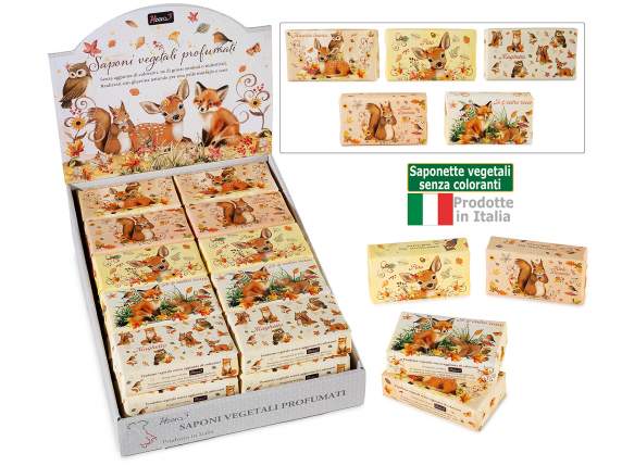 Jabón vegetal 150 g con animales del bosque, sin colorantes