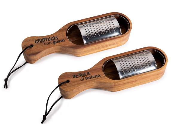 Grater made of acacia wood and food grade steel