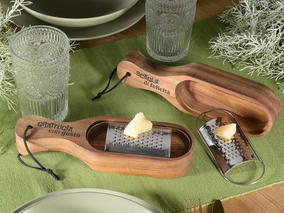 Grater made of acacia wood and food grade steel