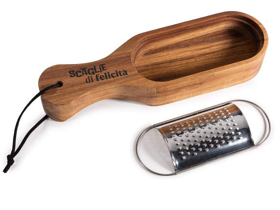 Grater made of acacia wood and food grade steel