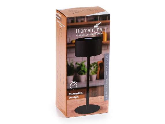 Lampe de table LED en métal longue durée avec câble USB