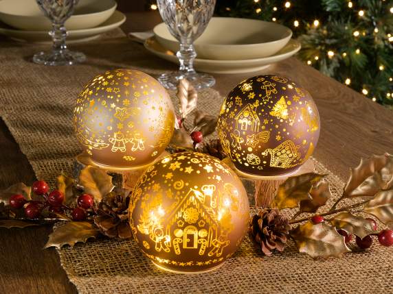 Lampe sphérique en verre de Noël décorée de lumières LED