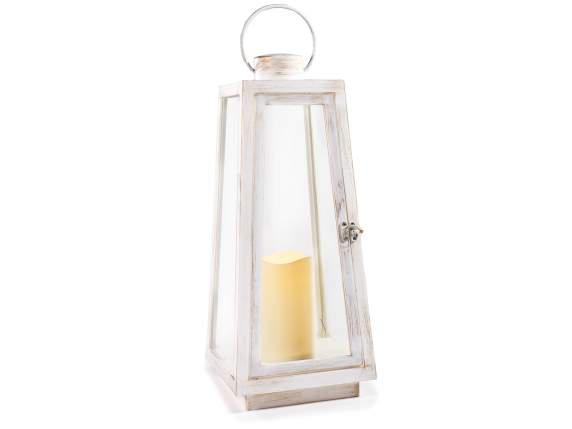 Lanterne effet métal avec bougie à lumière LED électronique