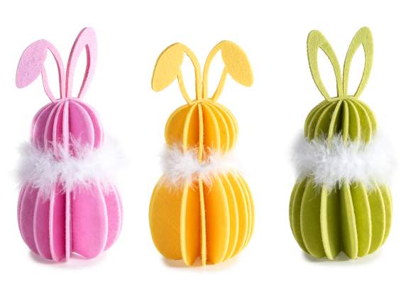 Lapin tridimensionnel en tissu avec collier en éco-fourrure