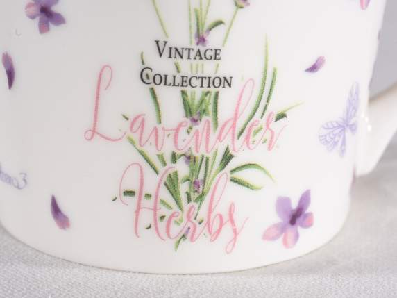 Porcelain mug with Lavender design