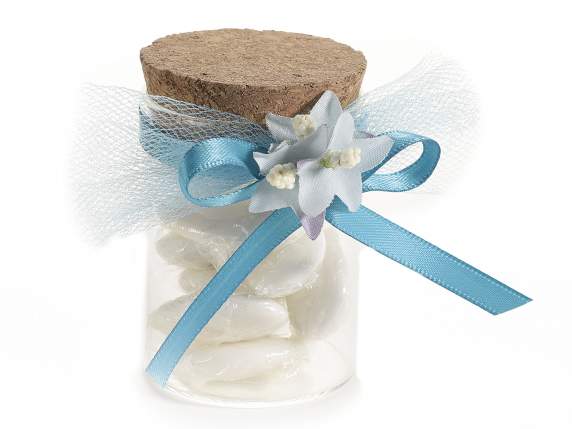 Fleur artificielle en tissu bleu