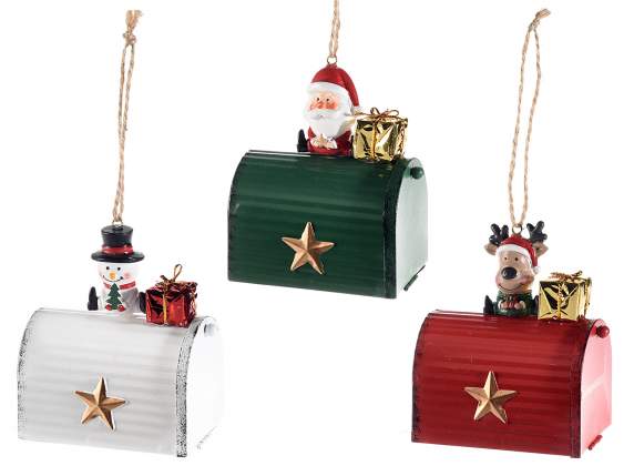 Porte-lettres en métal avec personnage de Noël à suspendre